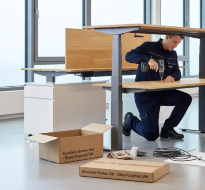 Moderne kantoorruimte met gemonteerde bureaus en ergonomische stoelen