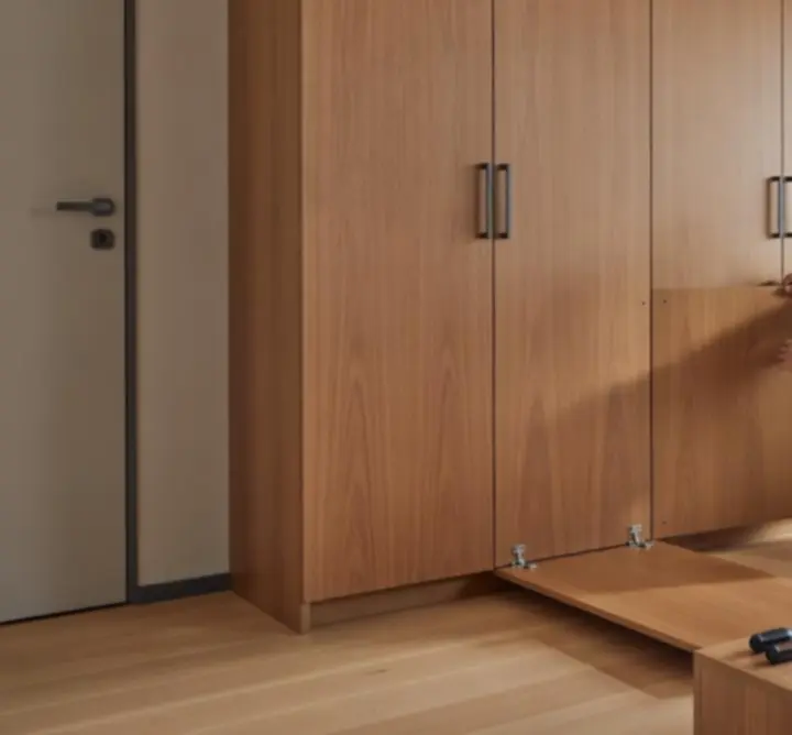 Monteur van FurnitureInstallPro aan het werk bij de montage van moderne meubels