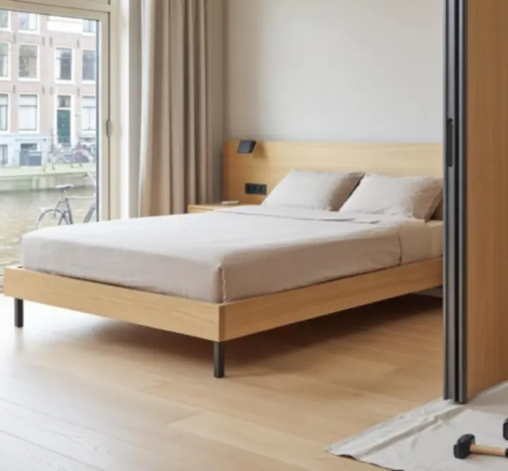 Garderobekast montage in een moderne slaapkamer